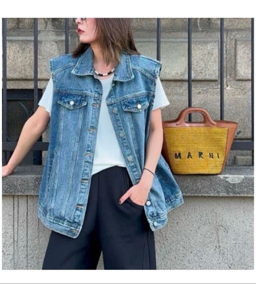 Velvet Heart Denim Medium Wash Loose Fit Jean Vest Size Small New